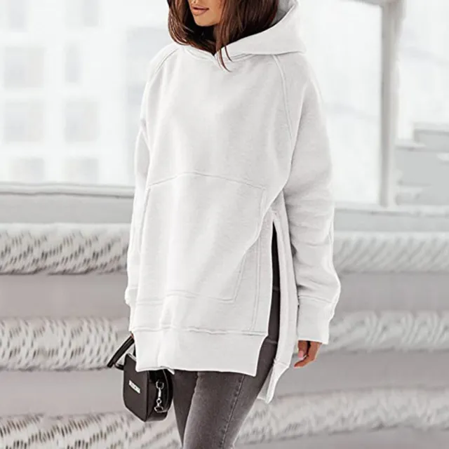 Women's Solid Round Neck Loose Pocket Plush Hoodie Beige - Shop at LoveMi