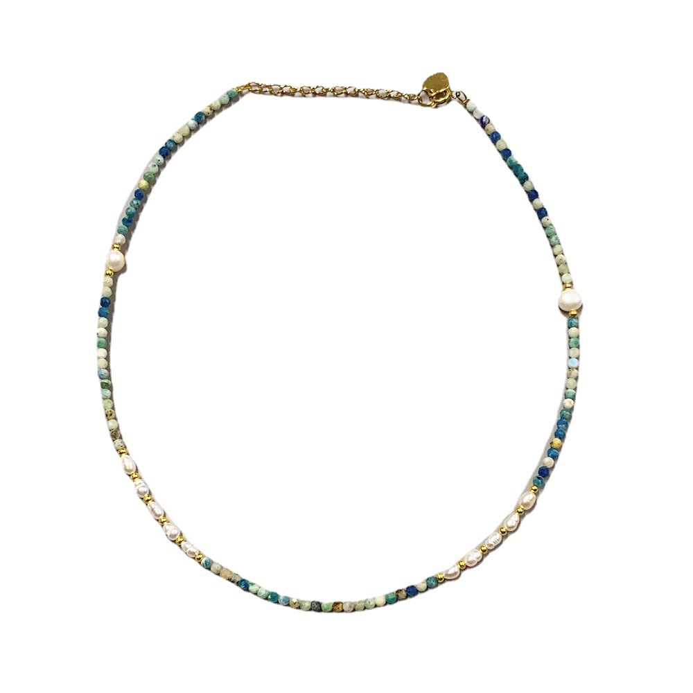 Title 1, Mintcream Natural Stone Beaded Necklace Freshwa...