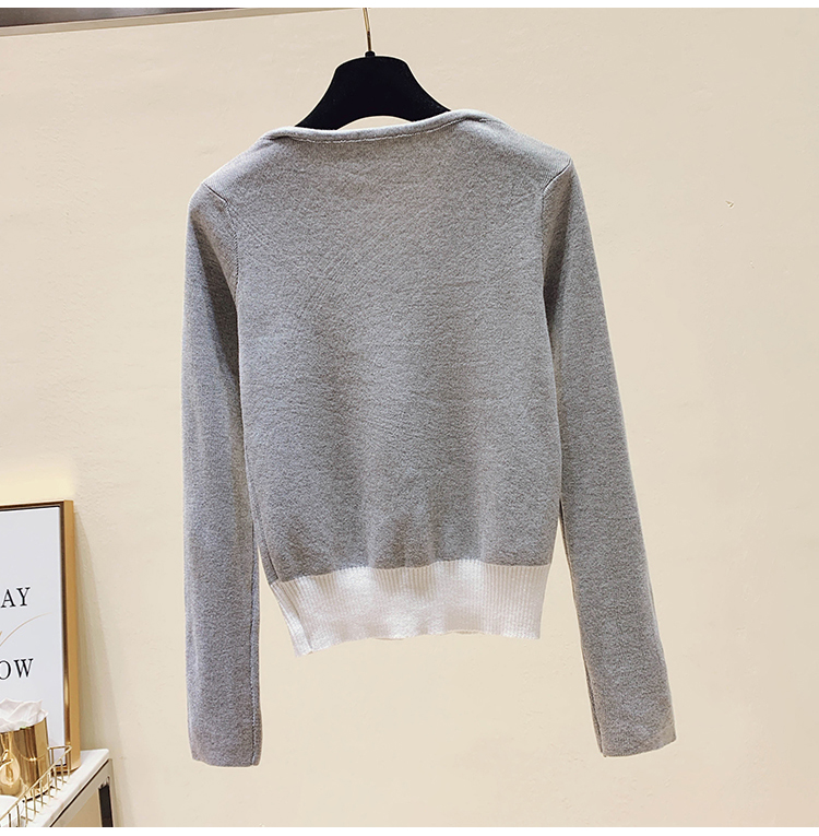 Title 1, Vintage stitching fake two short knit sweaters