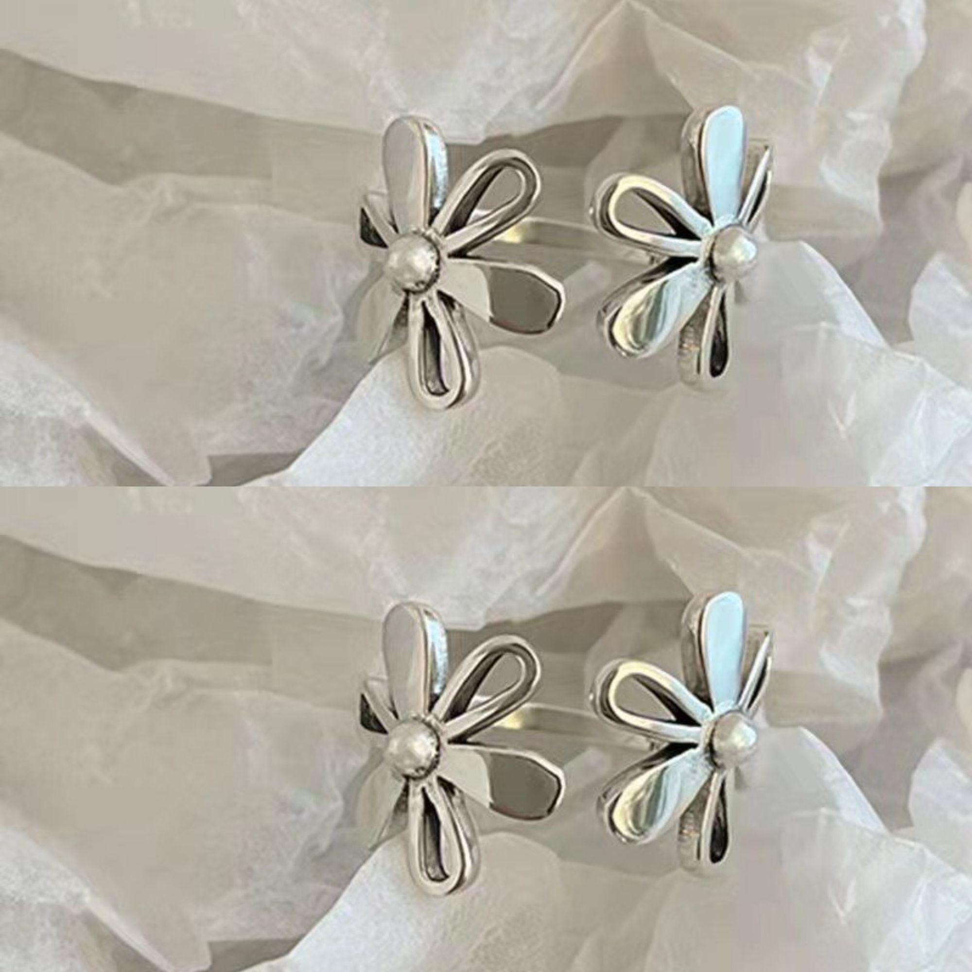 Bohemian Hollow Flower Stainless Steel Ring, Eco-friendly Material, Color Retention, Women's Fashion Jewelry, Personalized All-match & Exaggerated Style