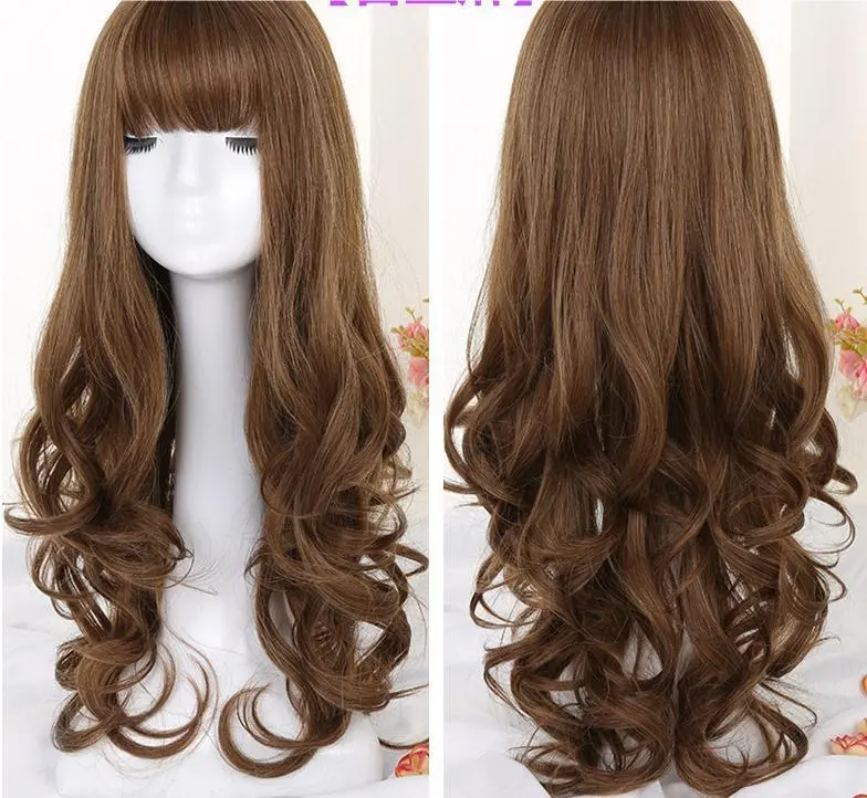 Long Curly Hair Wig Sheath - Bitter Flax