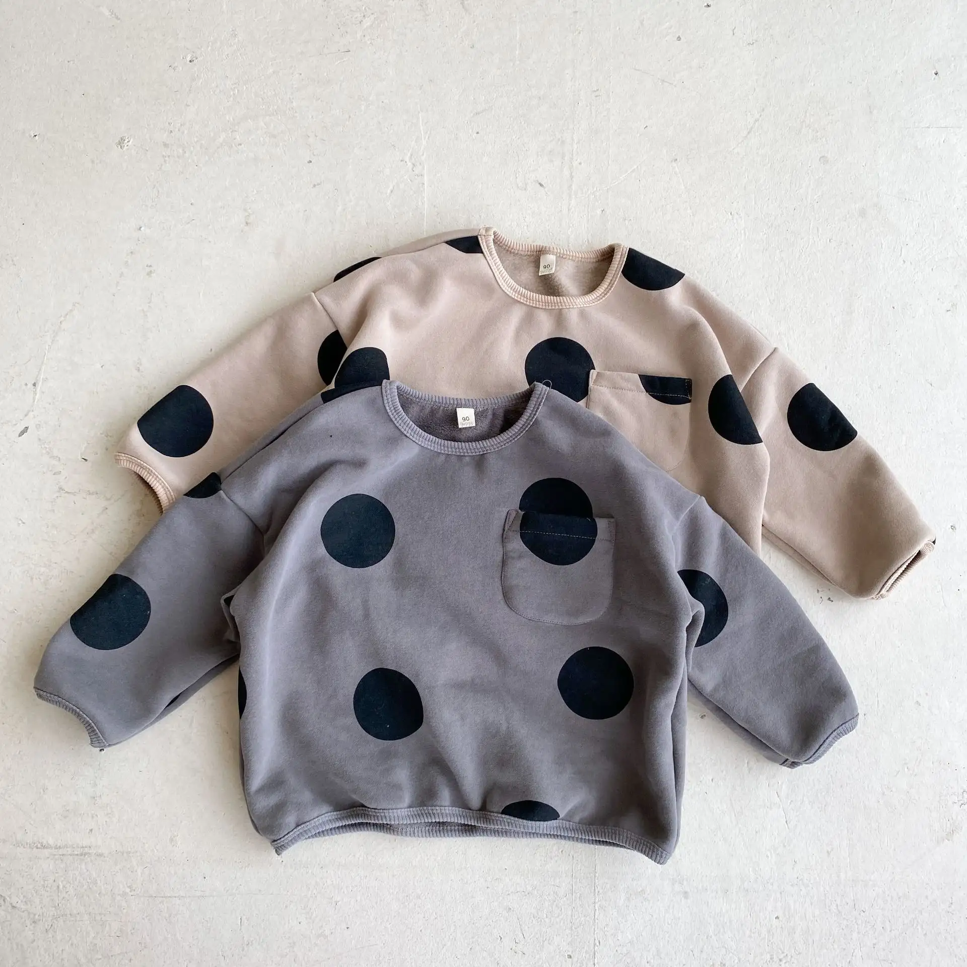Girls' Large Polka Dot Thickened Top