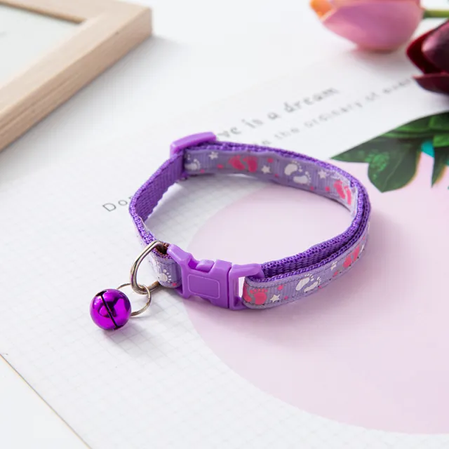 Pepet Bei Bei Double Footprints Stick Cloth Pet Cat Dog Item Bell Collar Purple - Shop at LoveMi