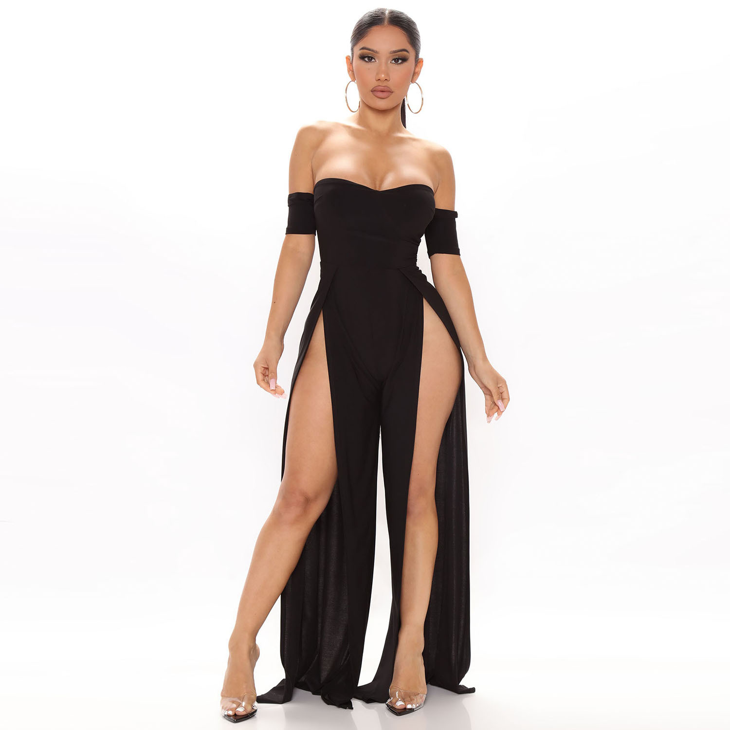 Women’s Fashion Mesh Print Sheer Pant Set