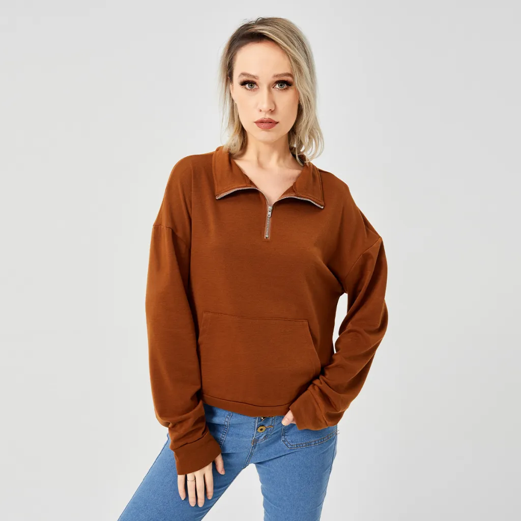 Women's Pullover Sweatshirt - Brown