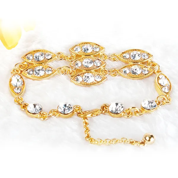 Noble Gold Rhinestone Bling Bracelet – Elegant Sparkling Fashion Jewelry for Wom