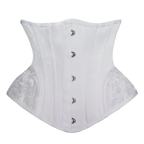 Ladies Slim Court Corset Gothic Short Girdle Black And White White - Shop at LoveMi