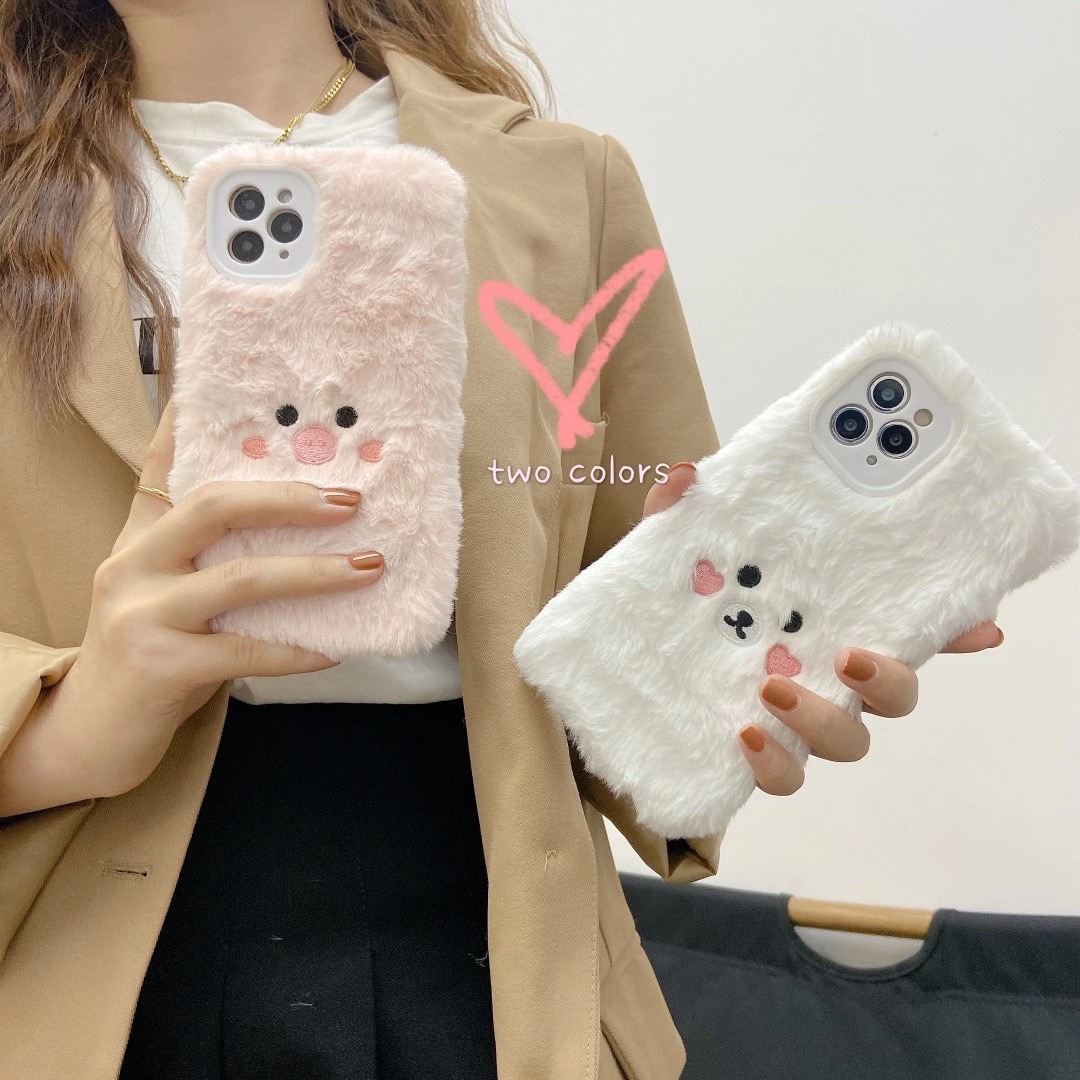 Title 2, Plush Piggy Bear Silicone Mobile Phone Case