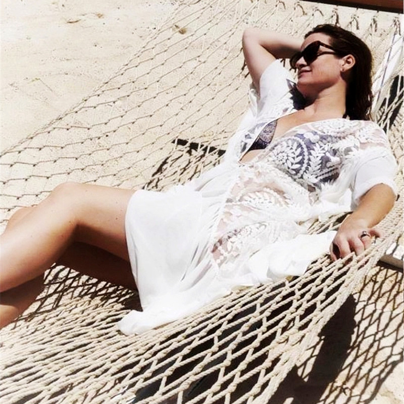 Chiffon And Lace Embroidered Beach Blouse — image 1