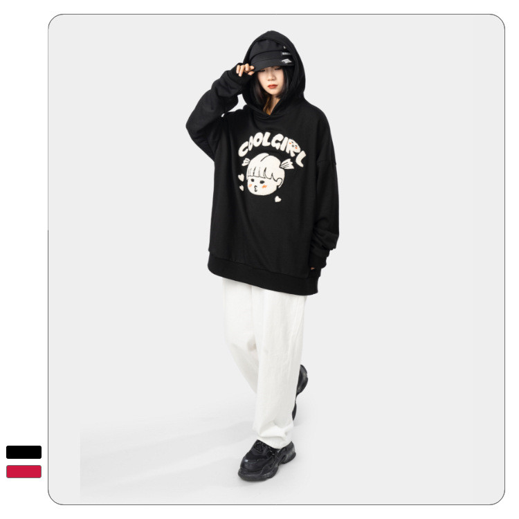 Casual Cute Loose Cartoon Hooded Cotton Sweater
