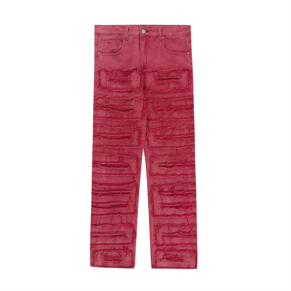 Hip Hop Trend Whiskers Ripped Jeans Men's