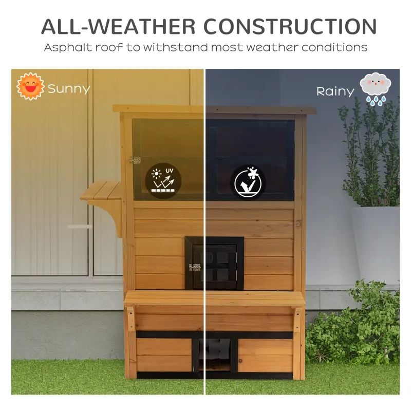 3-Tier Kitty Shelter With 5 Escape Doors, Weather Resistant, Yellow & Black