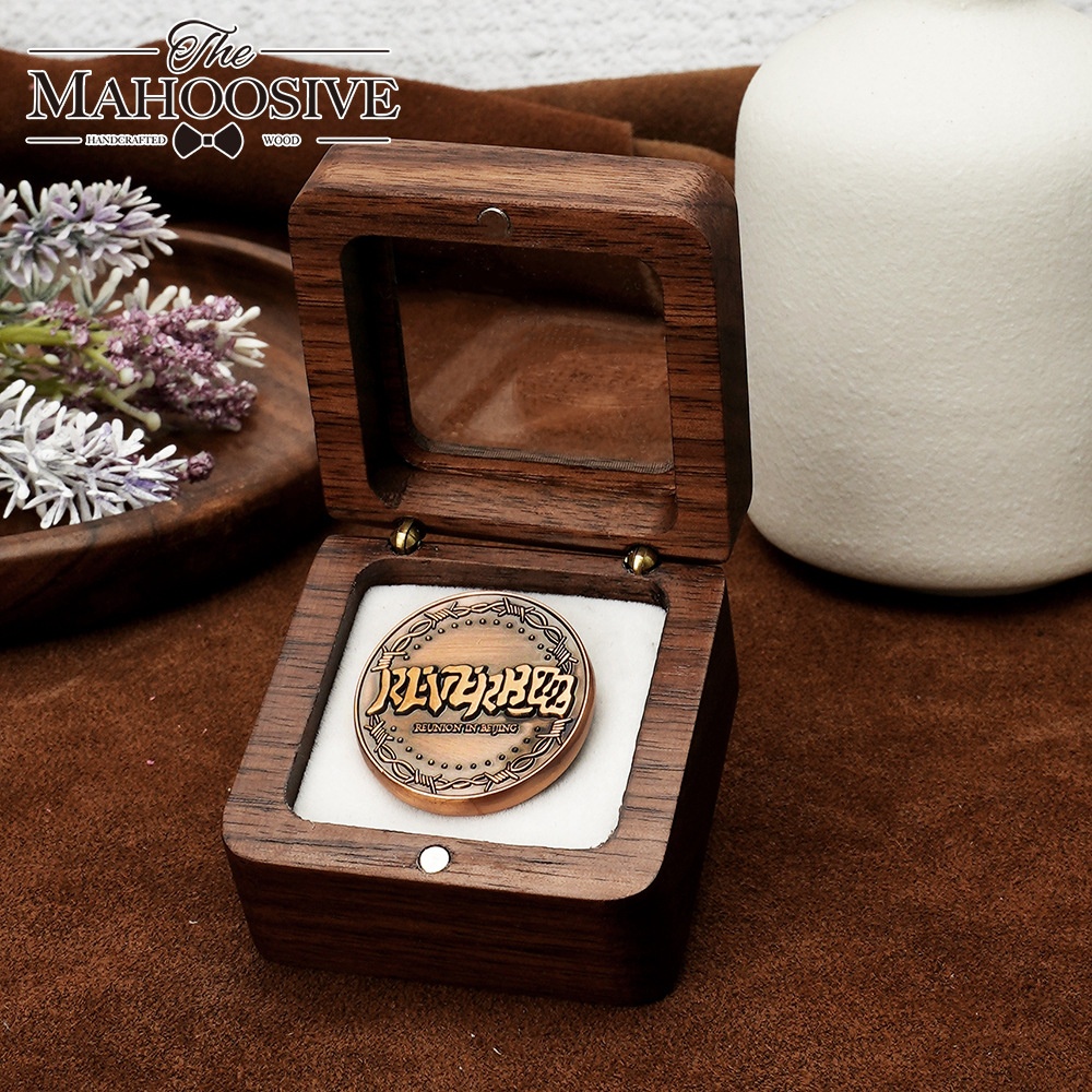Walnut Commemorative Coin Box