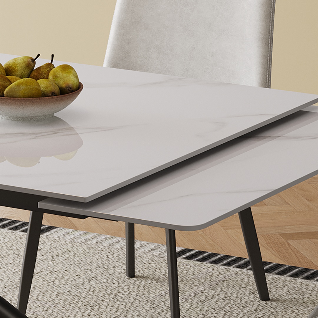 Table à manger rétractable en pierre frittée, design rectangulaire moderne – Image 3