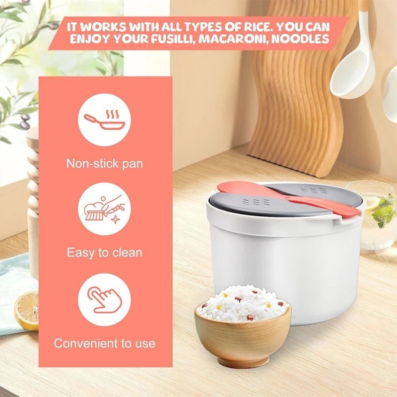 Microwave Rice Cooker, 2L Pasta With Strainer Steamer — image 9