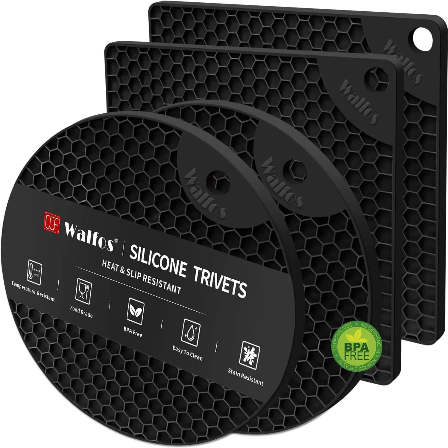 4 Pack Silicone Trivet Mats, Heat Resistant