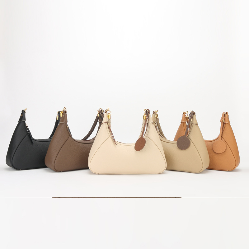 Leather Underarm Woven Crossbody Bag