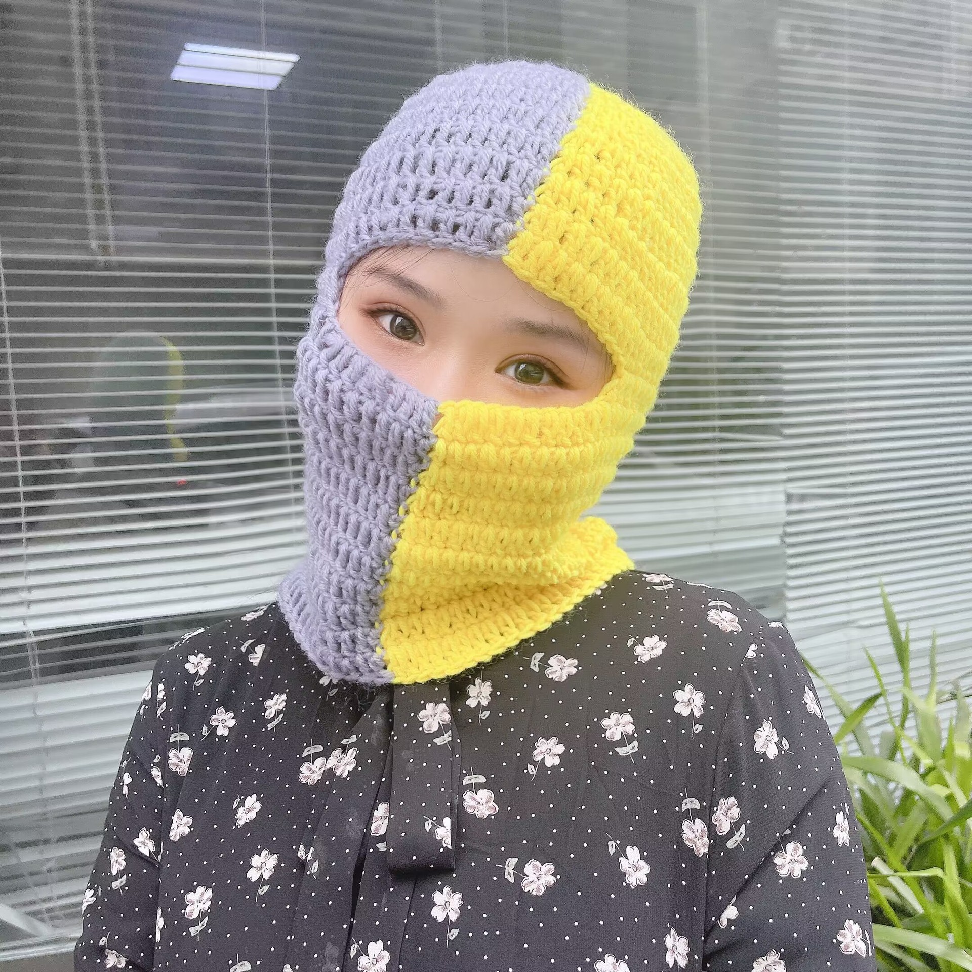 Autumn And Winter New Color Matching Pullover Hand Knitted Wool Hat