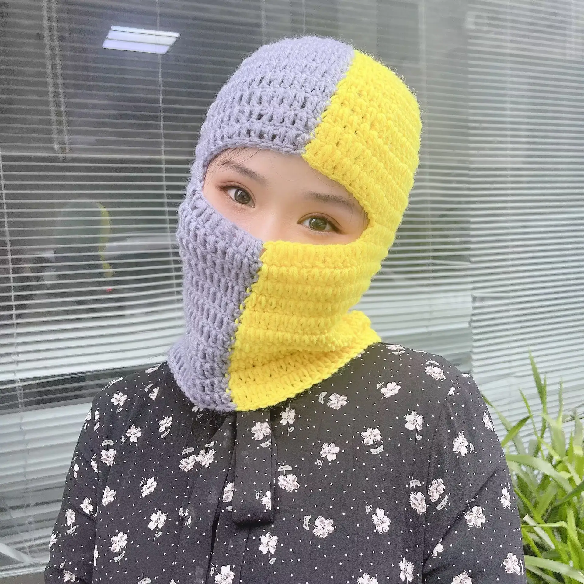 Autumn And Winter New Color Matching Pullover Hand Knitted Wool Hat