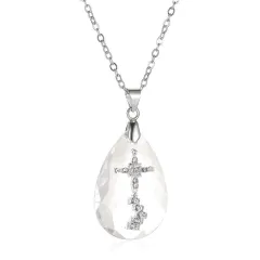 Simple Temperament Wild Drop Pendant Necklace - White K - View 1