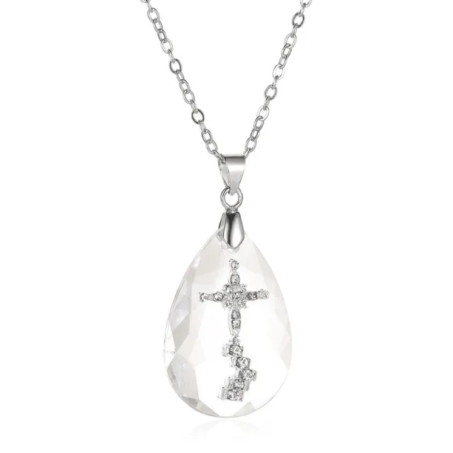 Simple Temperament Wild Drop Pendant Necklace White K - Shop at LoveMi