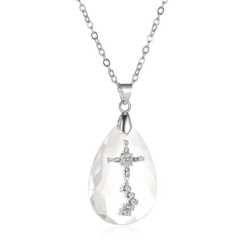 Simple Temperament Wild Drop Pendant Necklace - White K
