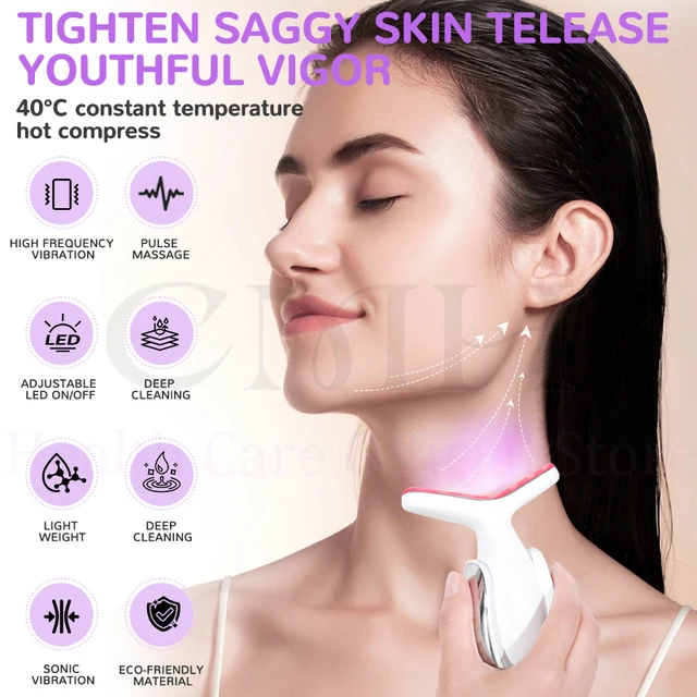 Neck Beauty Device 7 In 1 LED Therapy Microcurrent Anti Wrinkle Face Massager Deep Cleansing Hot Compress For Skin Rejuvenation thumbnail 11