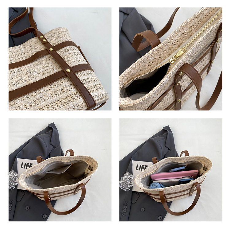 Title 8, Summer New Shopping One-shoulder Knitted Beach Bag