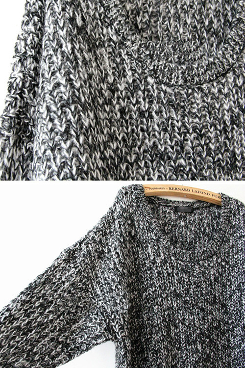 Title 3, Round Neck Thin Variegated Knit Sweater Coat pr...