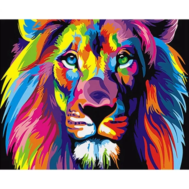 Landscape Flower Diy Digital Oil Painting Painted Lion - Shop at LoveMi