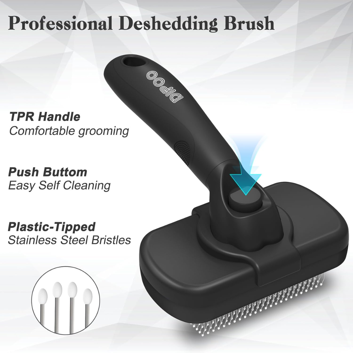 Self Cleaning Shedding Brush - Skin Friendly Grooming Tool For Dogs, Cats, And Puppies, Deshedding And Hair Removal For Long And Short Haired Pets, Black thumbnail 4