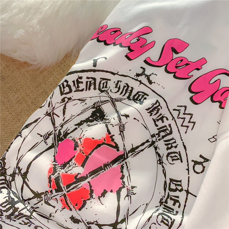 Half Sleeve Letter Print Loose Top