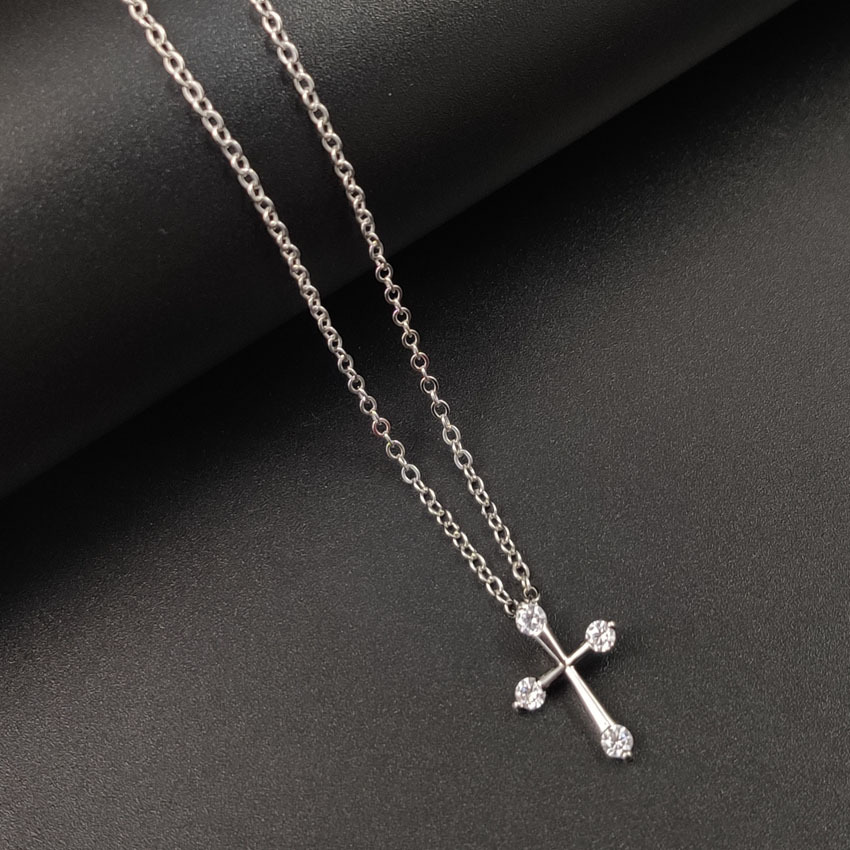 Fashion Zircon Necklace Direct Foreign Trade Cross Crystal Pendant