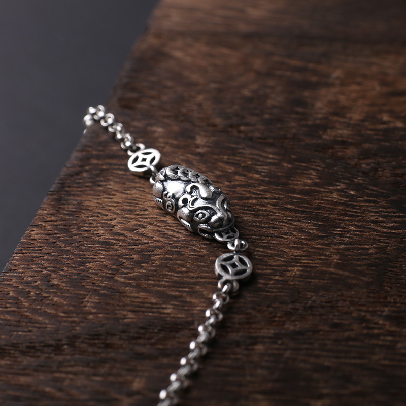 S925 Sterling Silver Ethnic Style Retro Coin Women's Bracelet