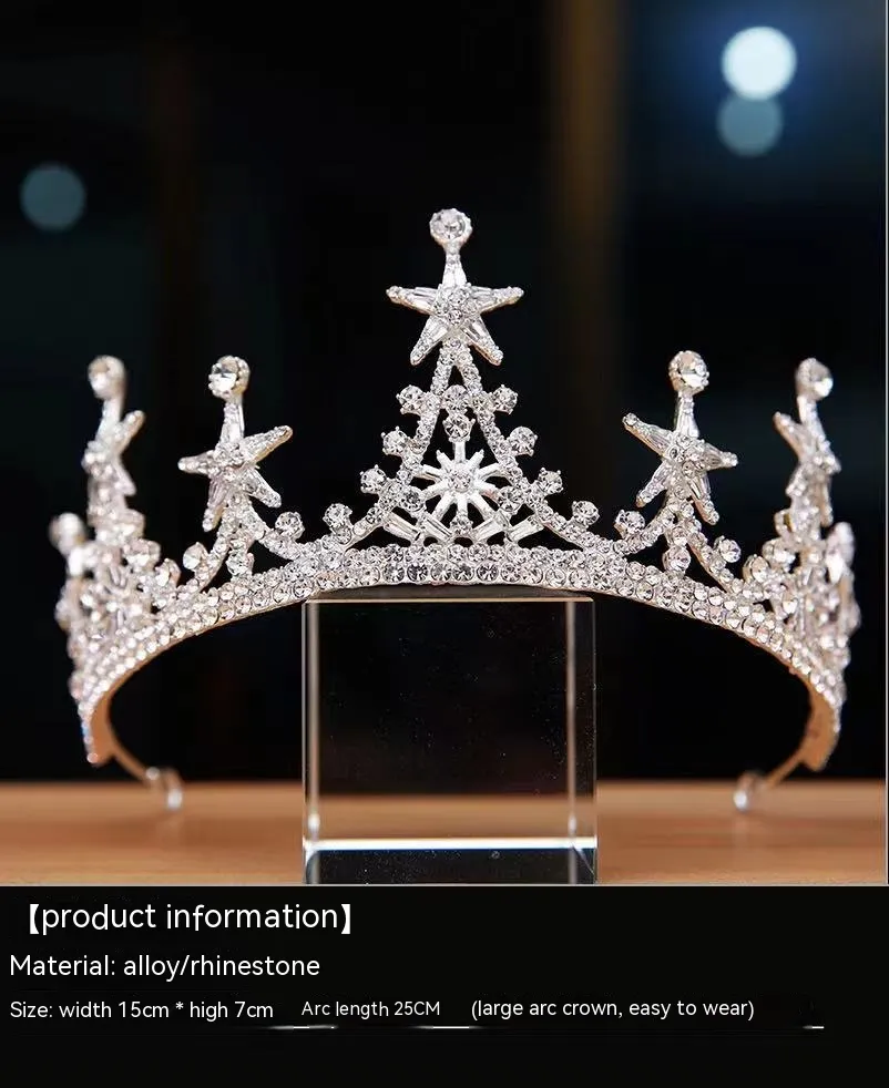 High-grade Alloy Luxury Atmosphere Bridal Crown Headdress - Silver