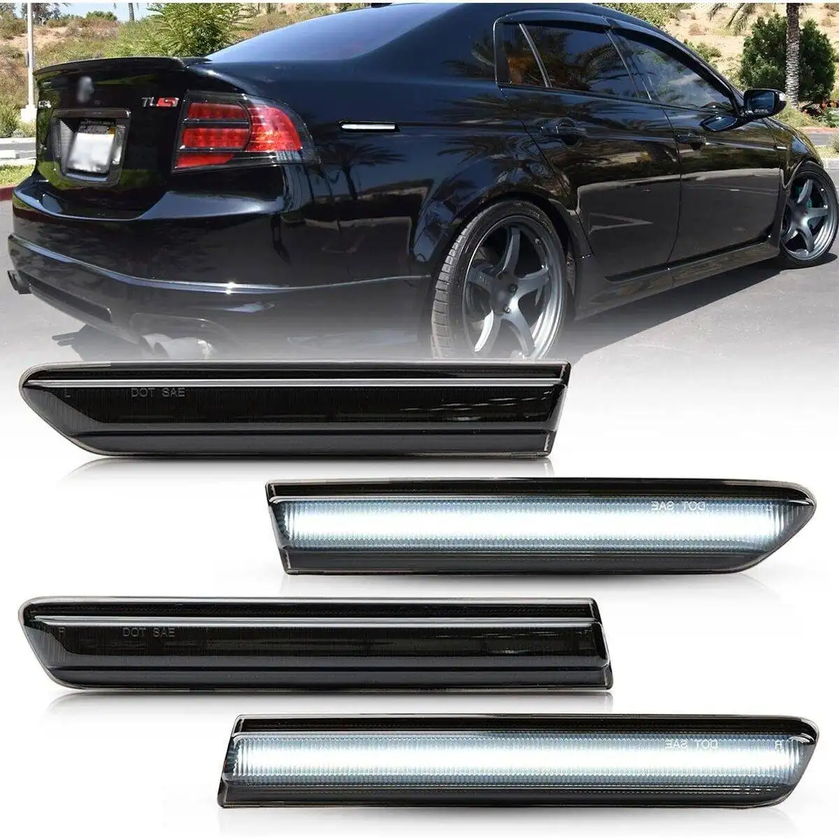 Black Lens LED Front Rear Fender Side