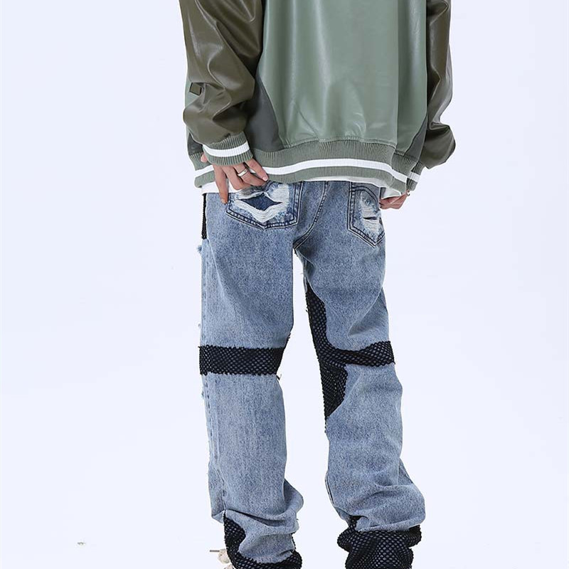 Title 8, Mens Loose-fitting Casual Frayed Decorative Je...