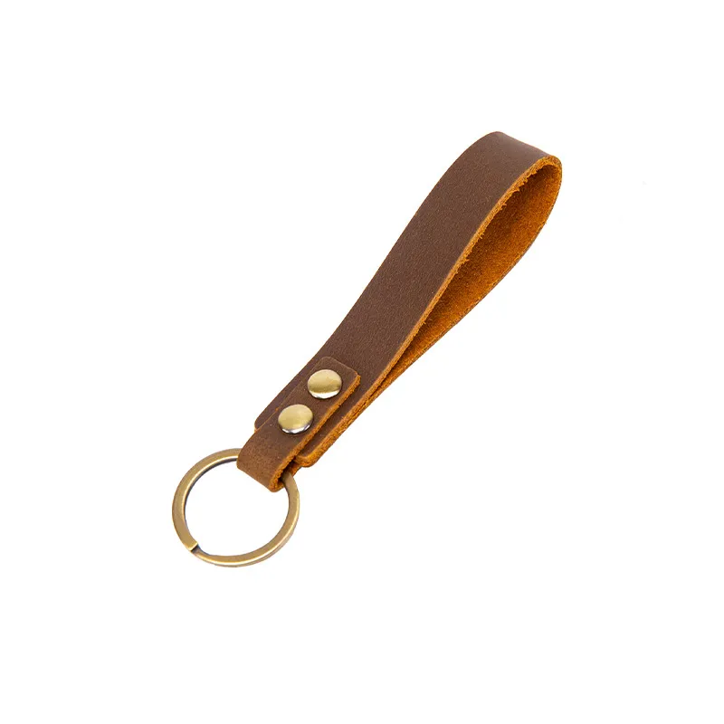 Classic Personality Retro Cow Leather Car Key Ring - Brown