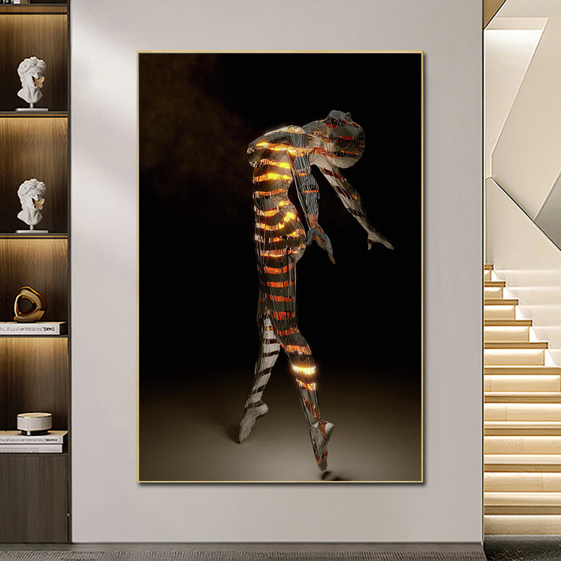 تمثال جداري تجريدي لامرأة على قماش