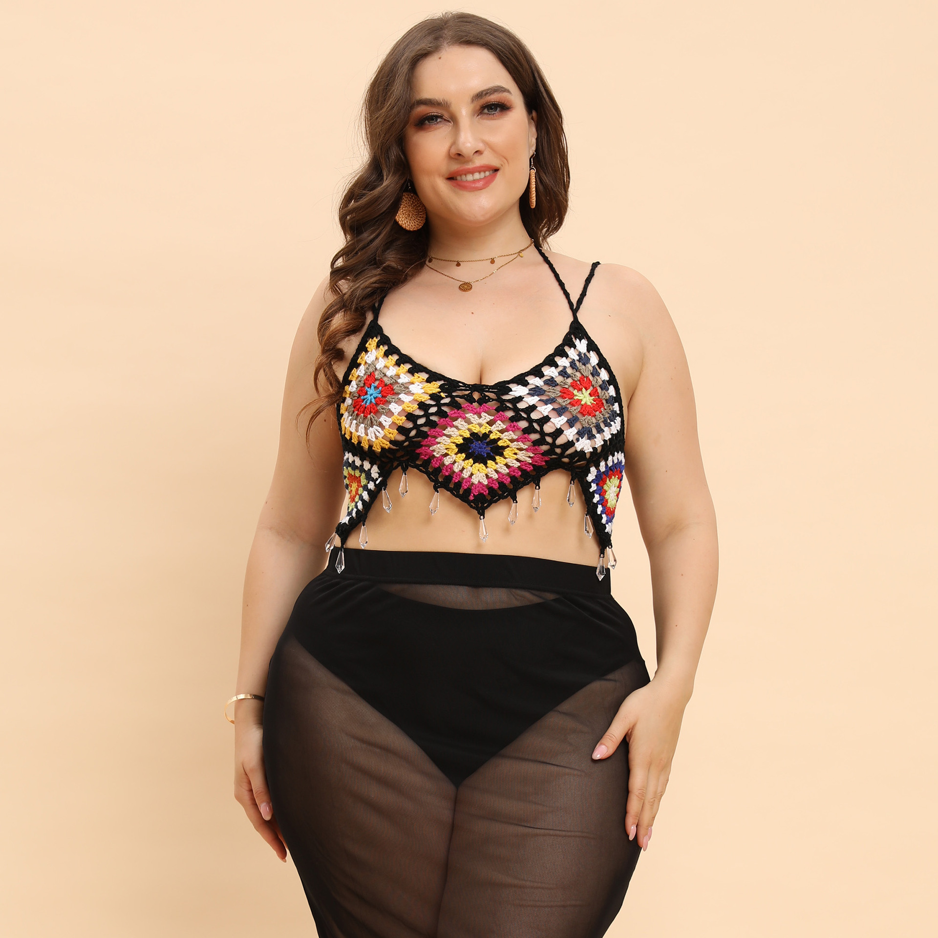 Ladies Ladies Tops Pure Hand Crochet Pendant Strap Bikini
