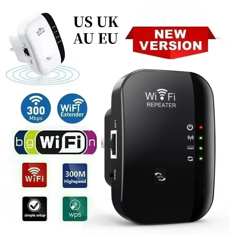 Wifi Repeater Wireless Signal Amplifier Extended Network Enhancer EU US Home Router 300m Through The Wall Bedroom Receive Moving
