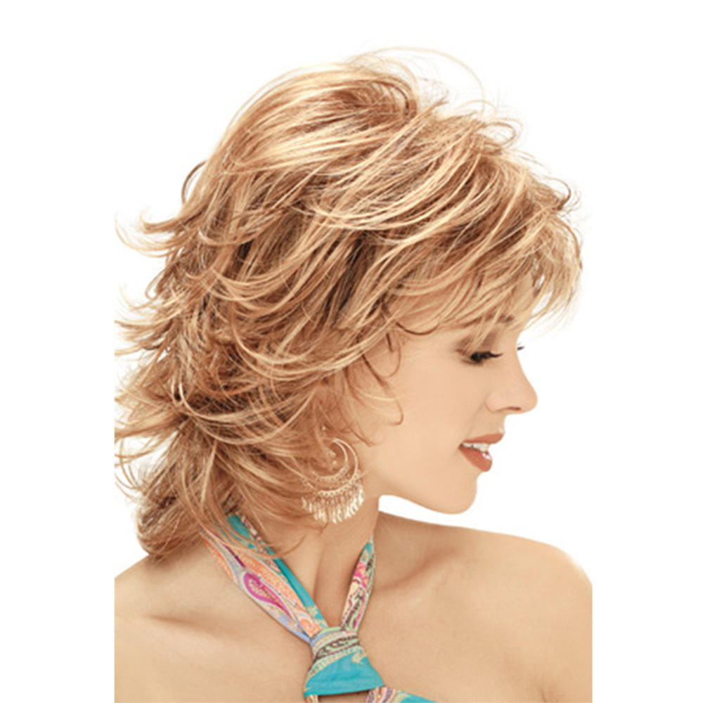 Ladies White Wig With Diagonal Bangs And Short Curly Hair — foto 3