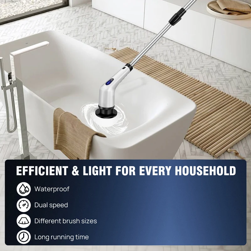 Electric Spin Scrubber,IPX7 Waterproof Bathroom Cleaning Brush With 2 Speed,9 — image 2