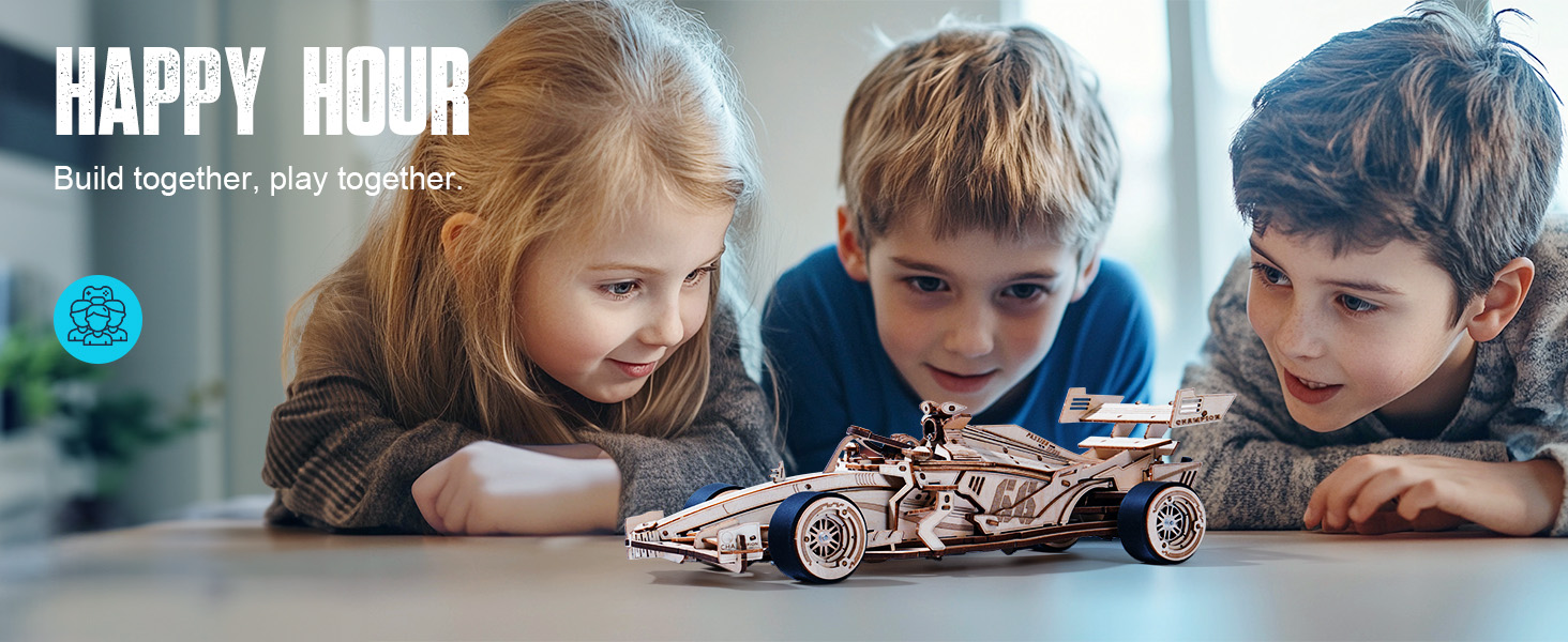 Title 2, ROBOTIME 3D Houten Puzzel Racewagen LK505 met M...