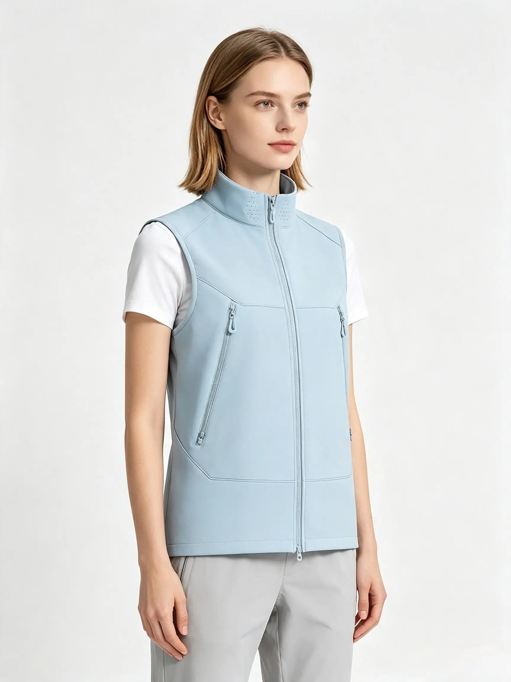 Couple Stand Collar Outdoor Vest Thin Fleece