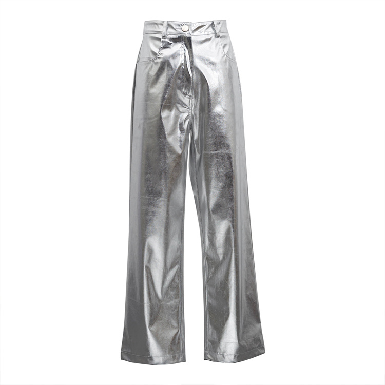 Title 7, Pantaloni casual da donna in ecopelle PU riflet...