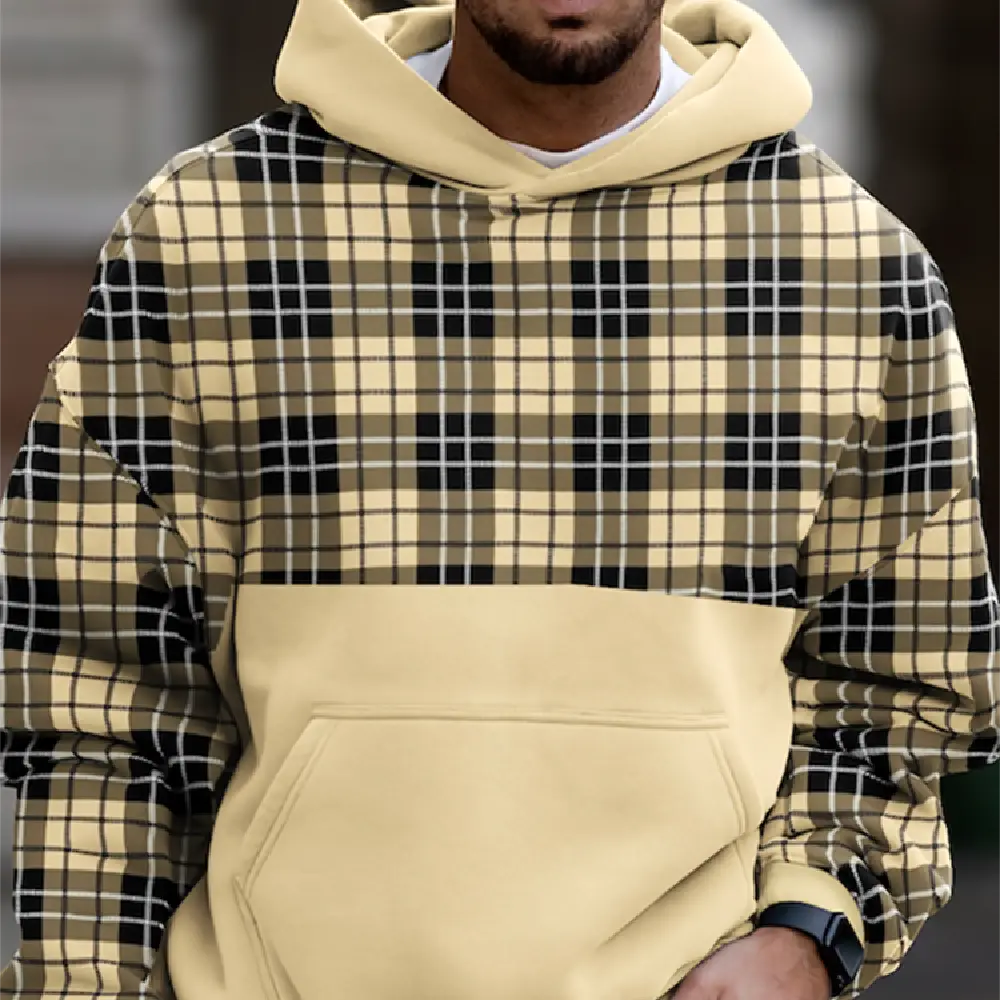 Men's Casual Fashion Trendy Plaid Print Sweatshirt