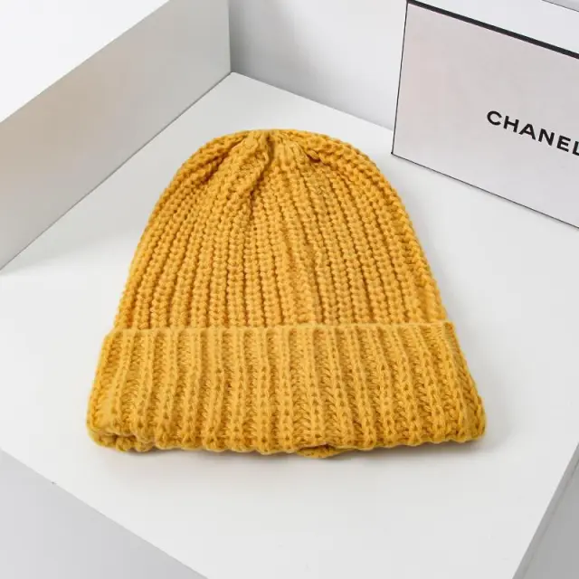 Women's Huge Wool Knitted Hat With Big Circumference Yellow - Shop at LoveMi