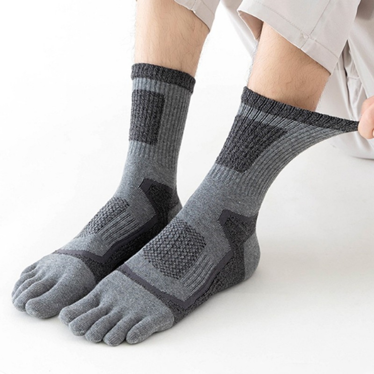 5Pairs Mens Cotton Blend Athletic Running Sports Socks Finger Toe Sock — image 7
