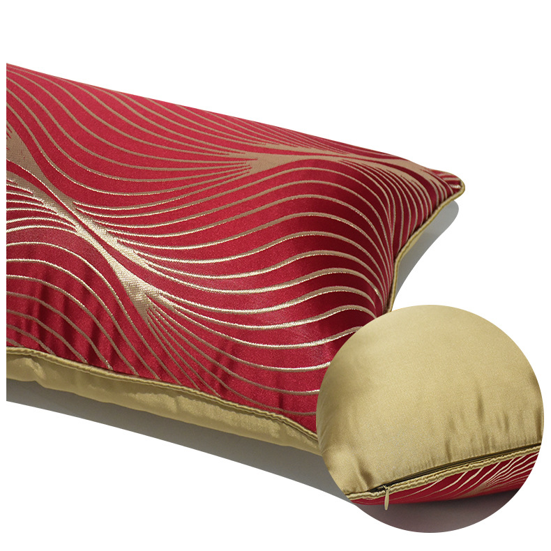 Title 9, Simple Modern Red Coffee Color Striped Pillow C...